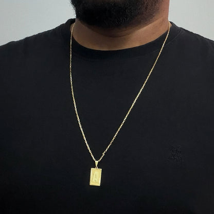 Corrente Tijolinho 1mm e Pingente Letra Banhado a Ouro 18K