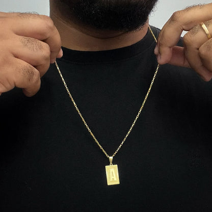 Corrente Tijolinho 1mm e Pingente Letra Banhado a Ouro 18K