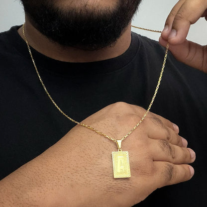 Corrente Tijolinho 1mm e Pingente Letra Banhado a Ouro 18K