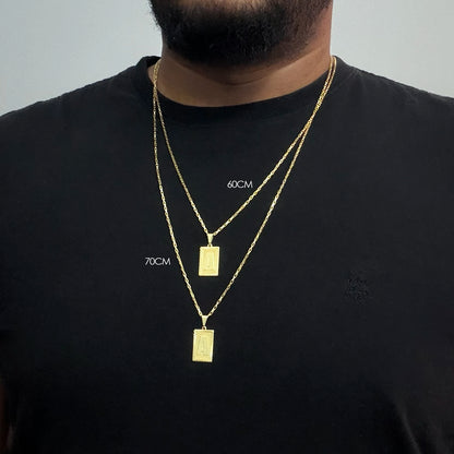 Corrente Tijolinho 1mm e Pingente Letra Banhado a Ouro 18K