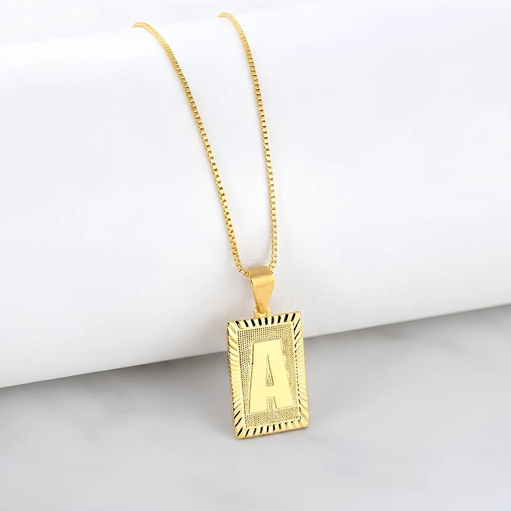 Corrente Veneziana 1mm e Pingente Letra Banhado a Ouro 18K
