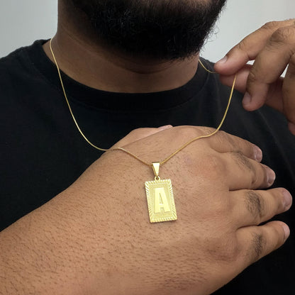 Corrente Veneziana 1mm e Pingente Letra Banhado a Ouro 18K