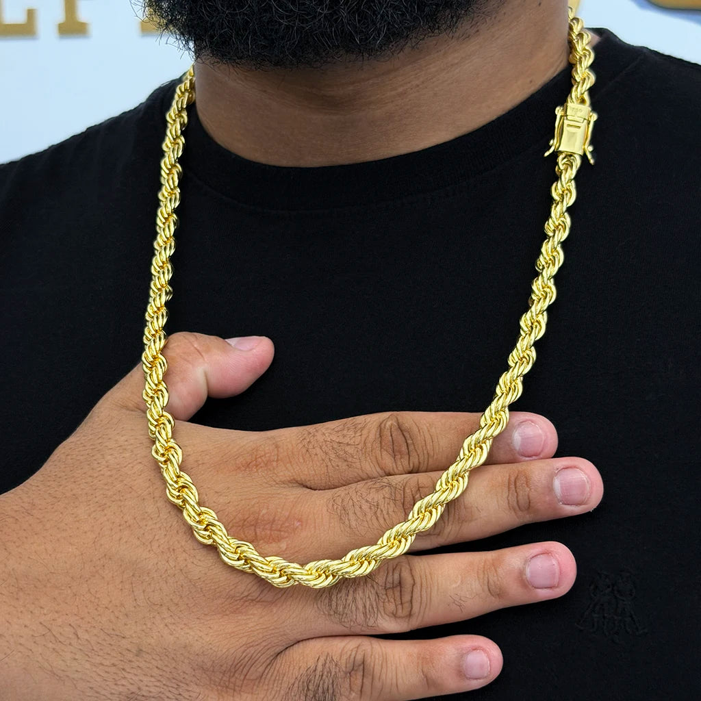 Corrente Baiana 10mm Banhada a Ouro 18K