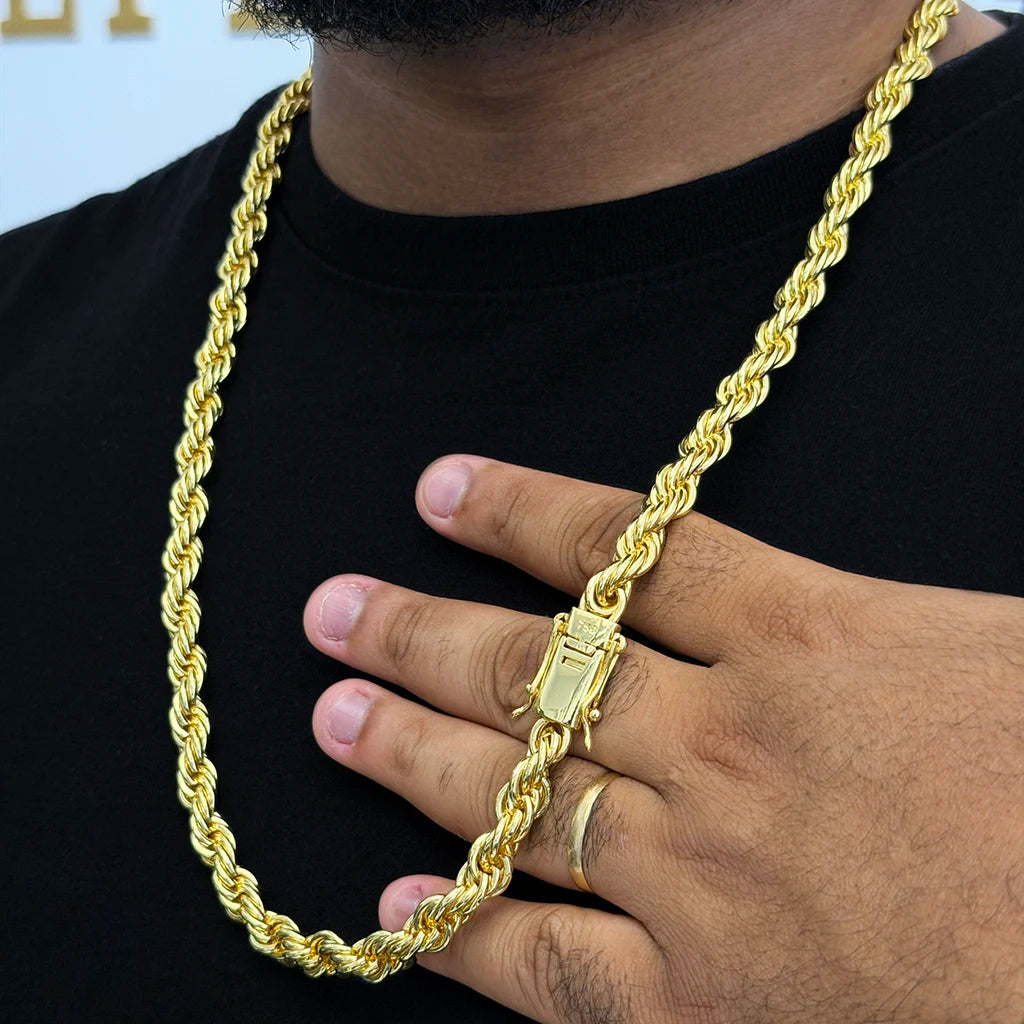 Corrente Baiana 10mm Banhada a Ouro 18K