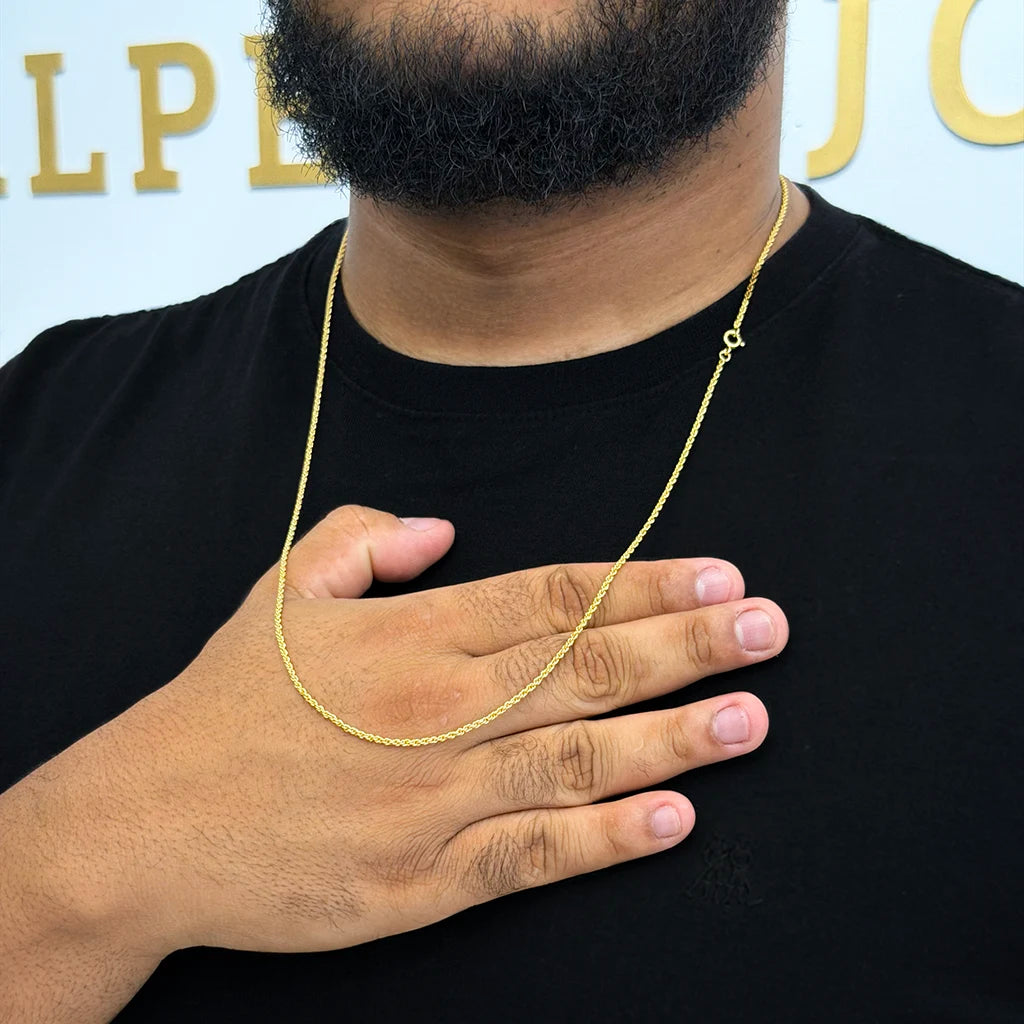 Corrente Baiano 2mm Banhado a Ouro 18K