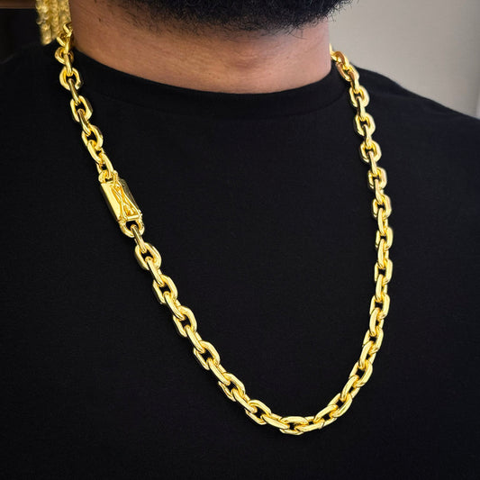 Corrente Cadeado 10mm Banhada a Ouro 18K