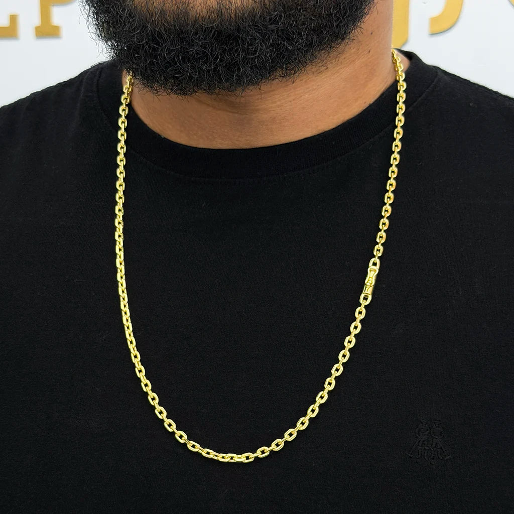 Corrente Cadeado 4mm Banhada a Ouro 18K
