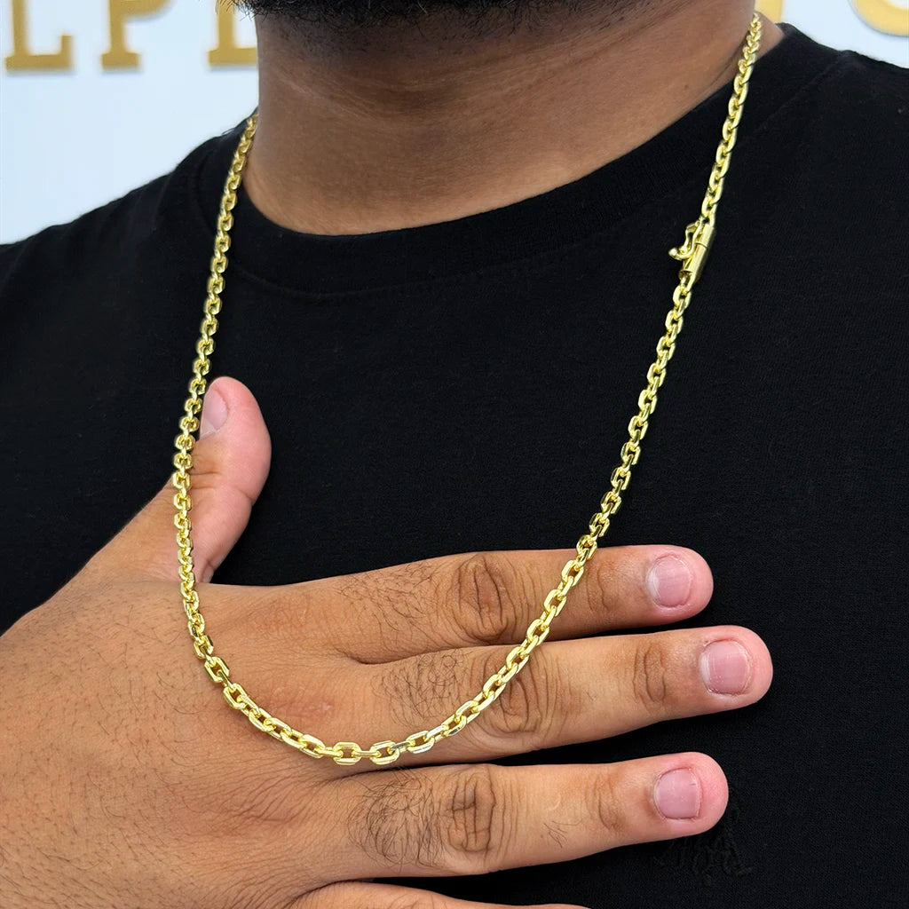 Corrente Cadeado 4mm Banhada a Ouro 18K