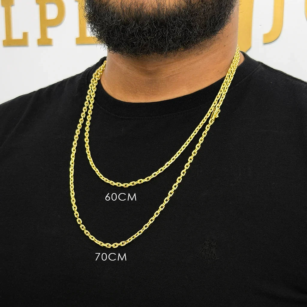 Corrente Cadeado 4mm Banhada a Ouro 18K