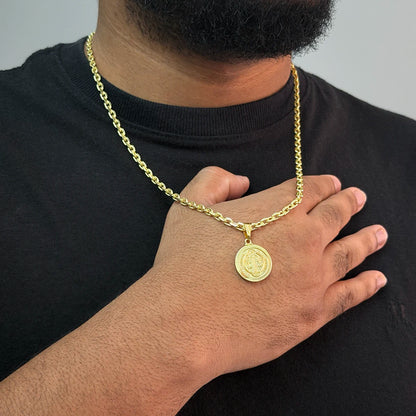 Corrente Cadeado 4mm e Pingente São Bento Banhado a Ouro 18K