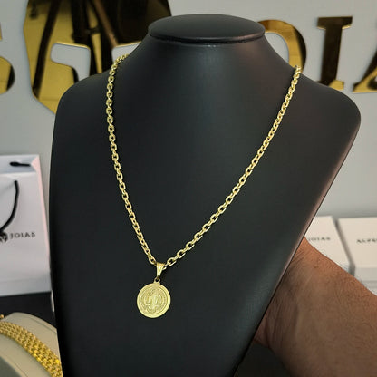 Corrente Cadeado 4mm e Pingente São Bento Banhado a Ouro 18K
