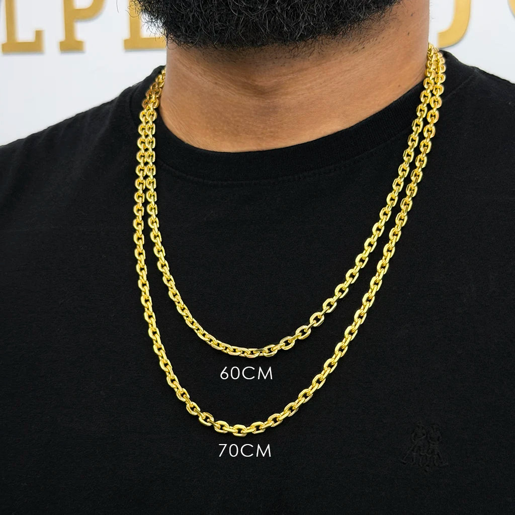 Corrente Cadeado 5mm Banhada a Ouro 18K