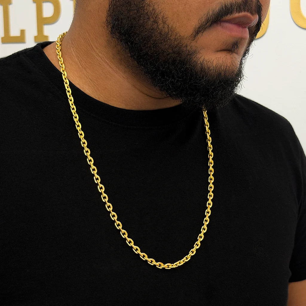 Corrente Cadeado 5mm Banhada a Ouro 18K