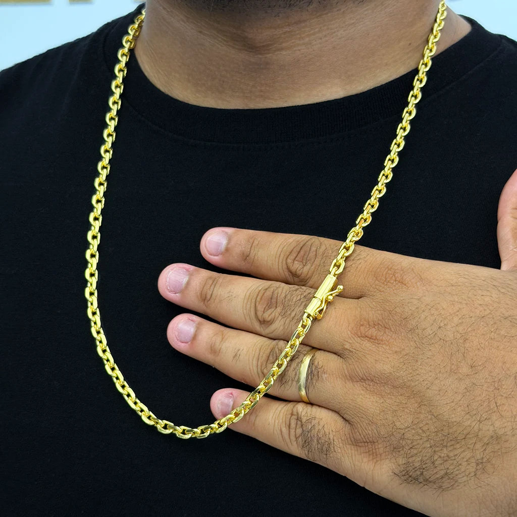 Corrente Cadeado 5mm Banhada a Ouro 18K