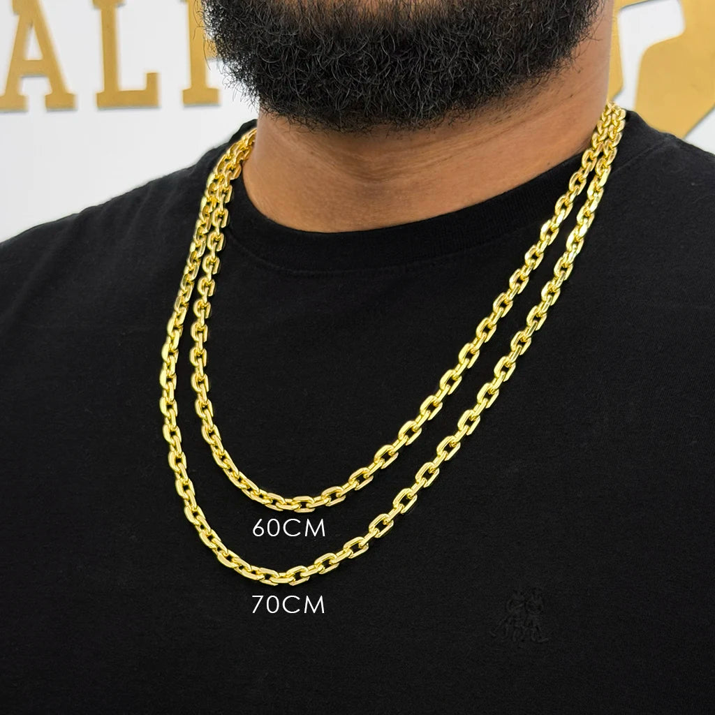 Corrente Cadeado 6mm Banhada a Ouro 18K