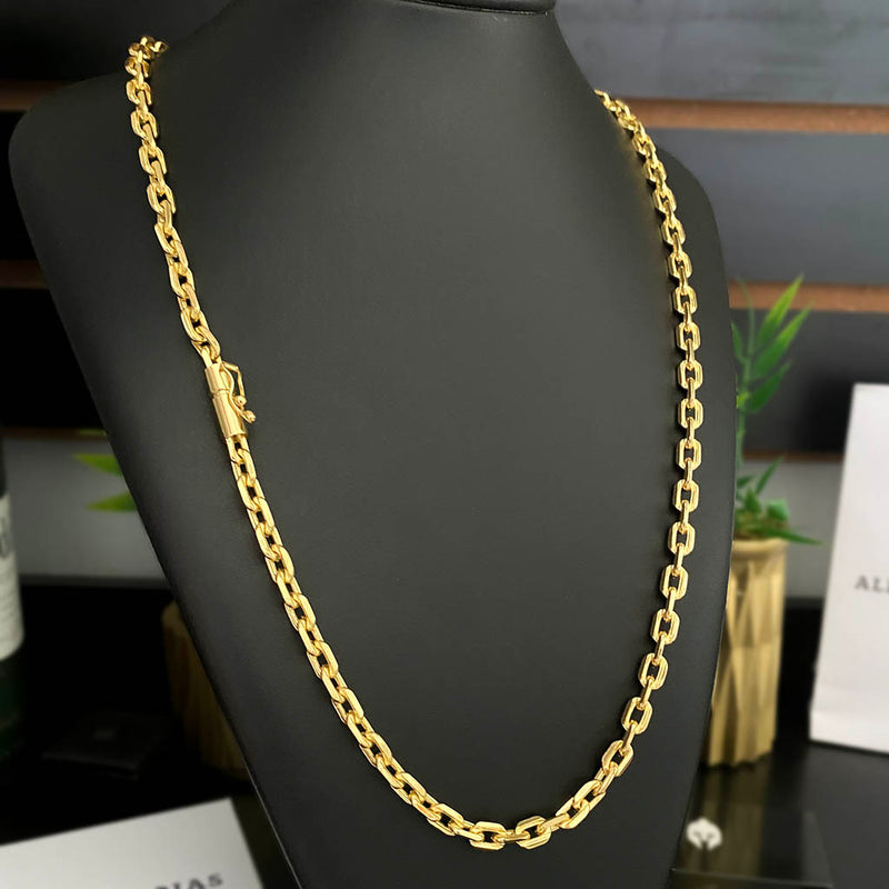 Corrente + Pulseira Cadeado 6mm Banhado a Ouro 18K