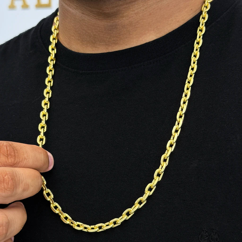 Corrente Cadeado 6mm Banhada a Ouro 18K