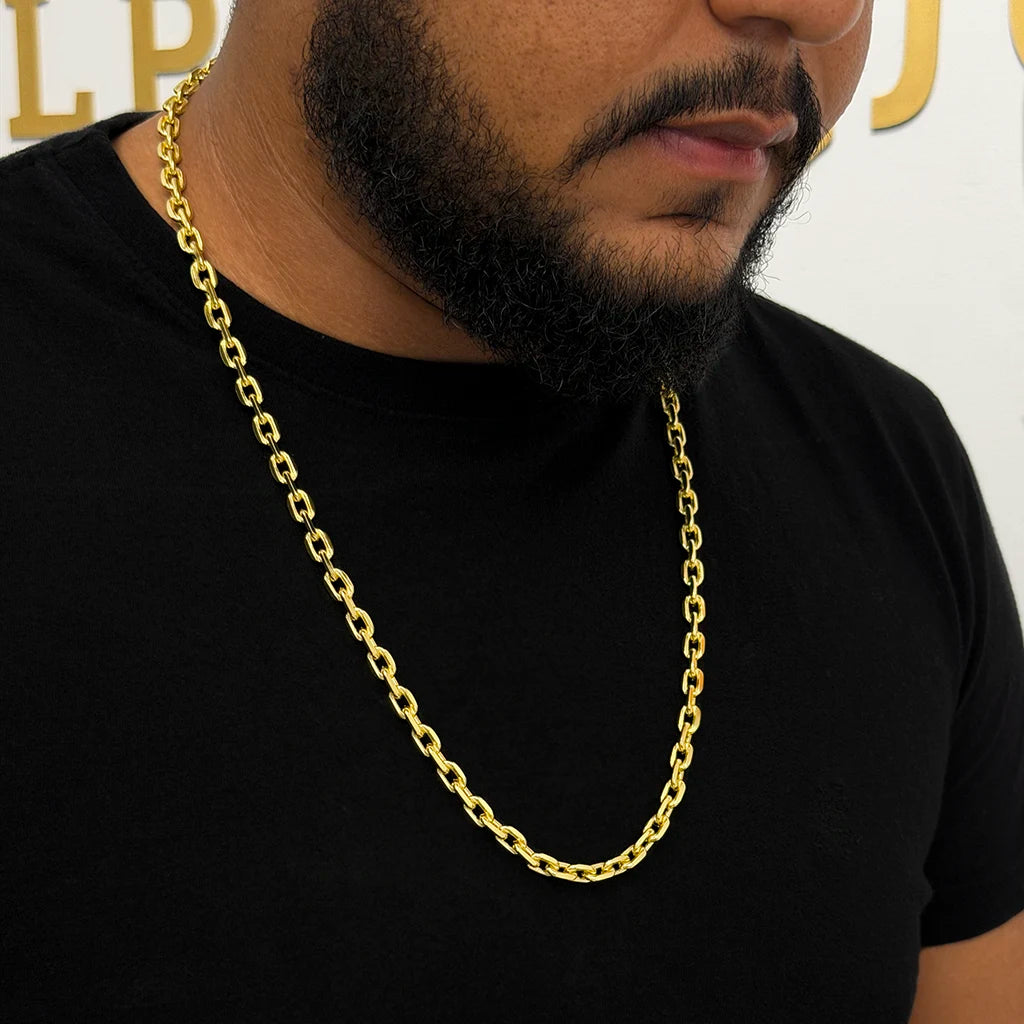 Corrente Cadeado 6mm Banhada a Ouro 18K
