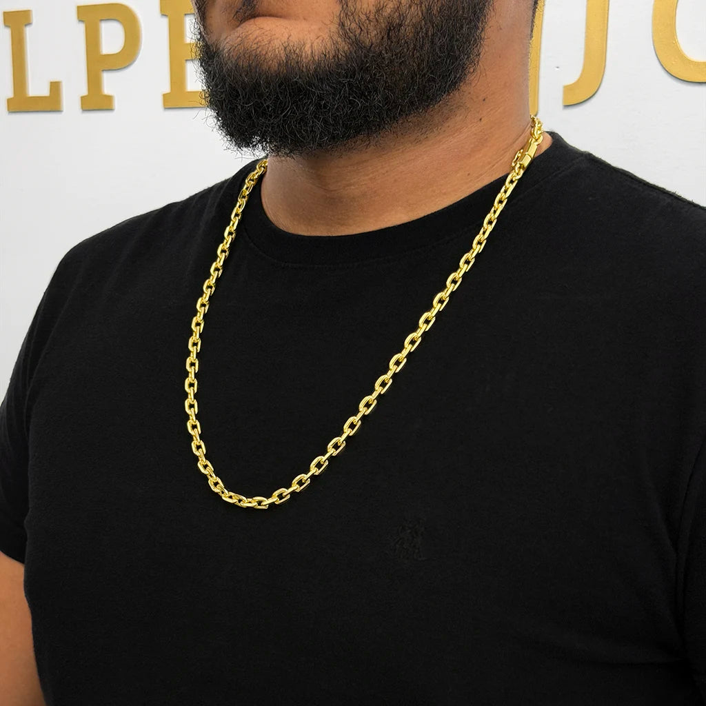 Corrente Cadeado 6mm Banhada a Ouro 18K
