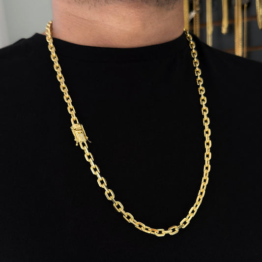 Corrente Cadeado 6mm Fecho 7 Banhada a Ouro 18K