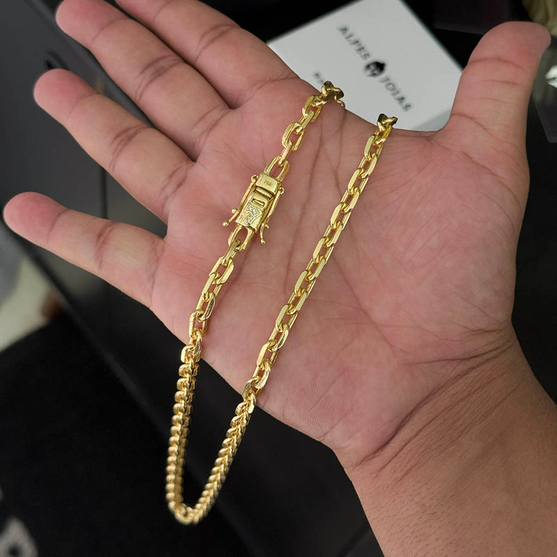 Corrente Cadeado 6mm Fecho 7 Banhada a Ouro 18K