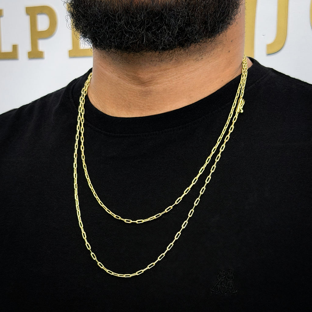 Corrente Cadeado Alongado 2mm Banhada a Ouro 18K