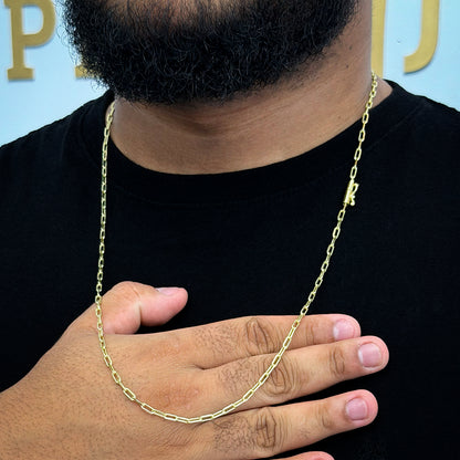 Corrente Cadeado Alongado 2mm Banhada a Ouro 18K