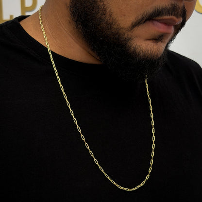 Corrente Cadeado Alongado 2mm Banhada a Ouro 18K