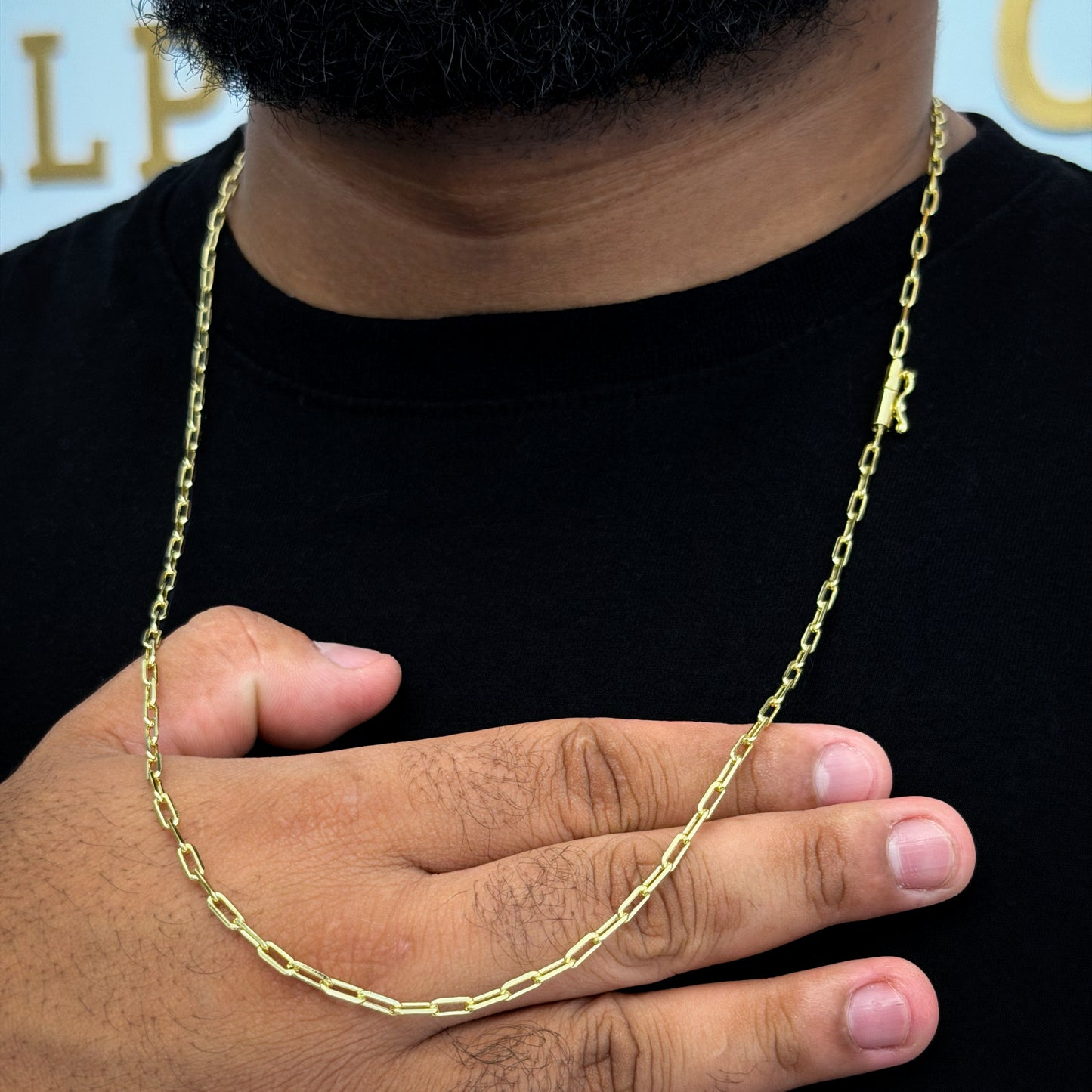 Corrente Cadeado Alongado 2mm Banhada a Ouro 18K