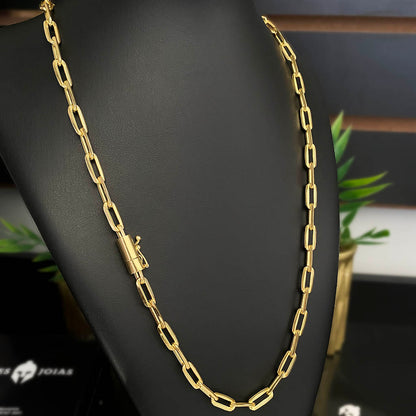 Corrente Cadeado Alongado 6mm Banhada a Ouro 18K