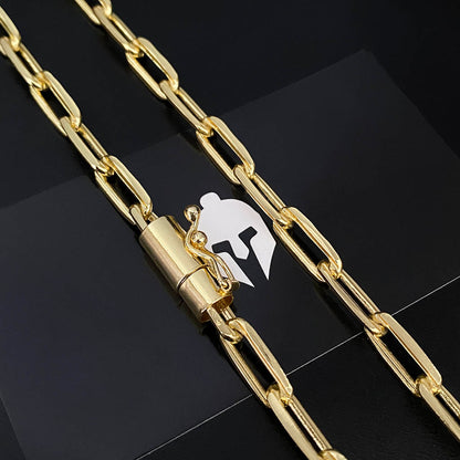 Corrente Cadeado Alongado 6mm Banhada a Ouro 18K