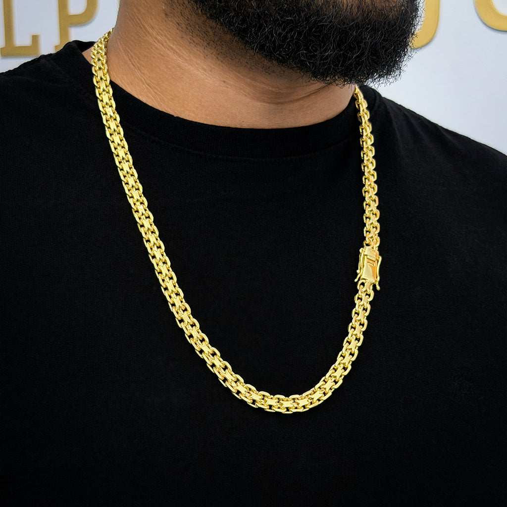 Corrente Cadeado Duplo 10mm Banhada a Ouro 18K