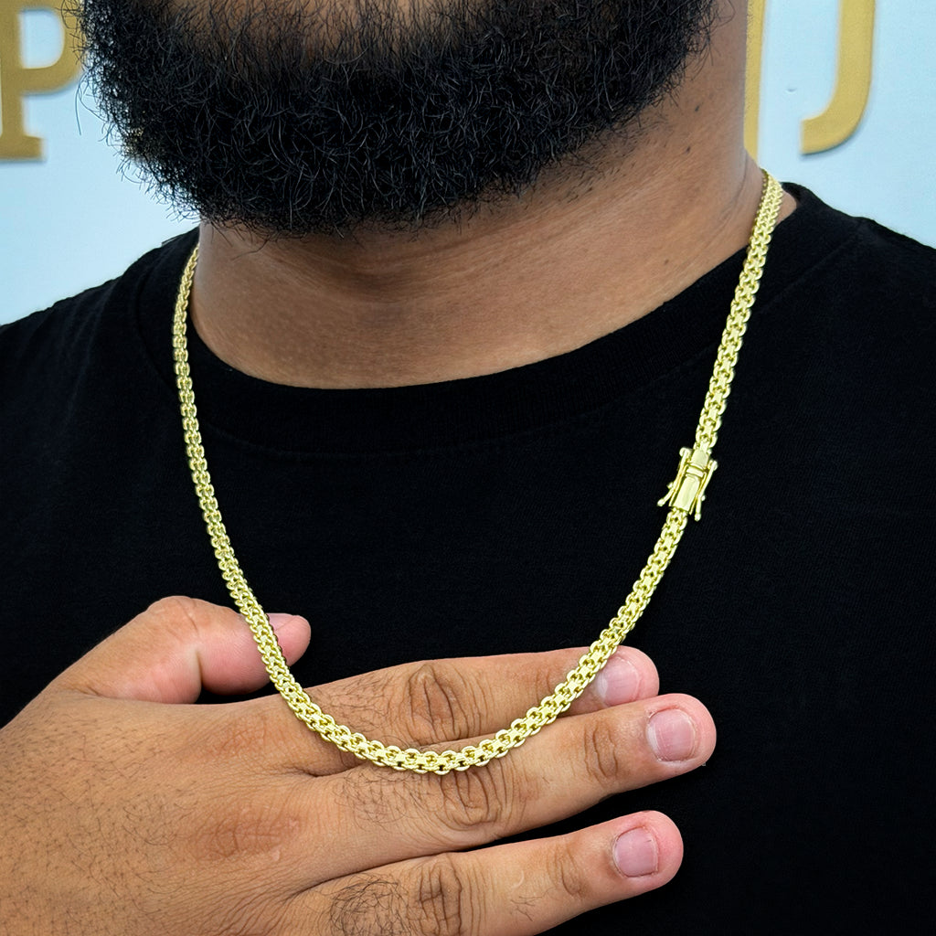 Corrente Cadeado Duplo 6mm Banhada a Ouro 18K