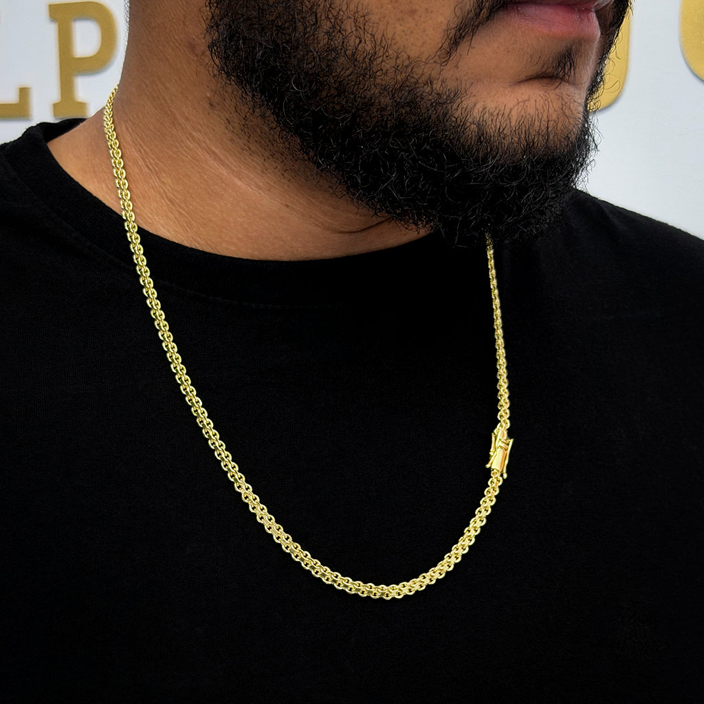 Corrente Cadeado Duplo 6mm Banhada a Ouro 18K