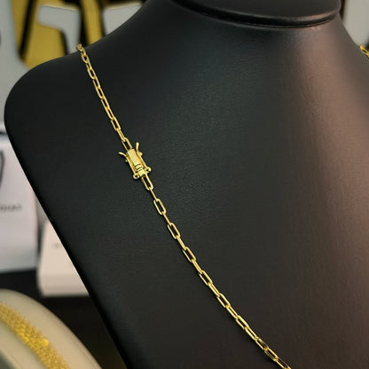 Corrente Carrier Alongada 2mm Pingente Estrela de Davi Banhado a Ouro 18K