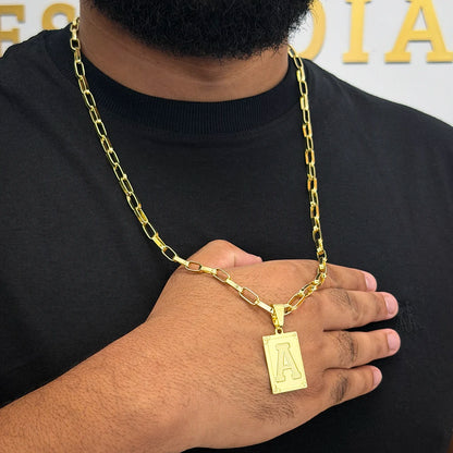 Corrente Elo Alongado 5mm e Pingente Letra Banhada a Ouro 18K