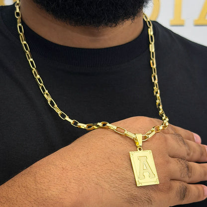 Corrente Elo Alongado 5mm e Pingente Letra Banhada a Ouro 18K