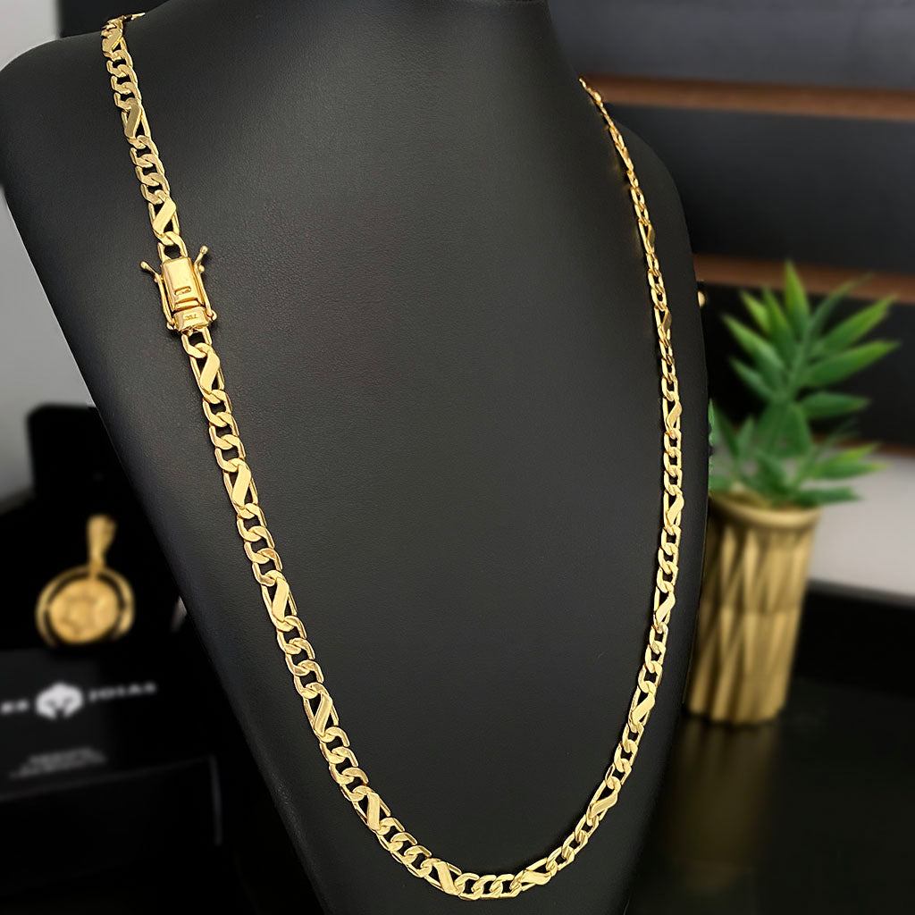 Corrente Friso 3x1 Banhada a Ouro 18K