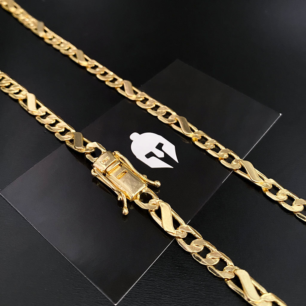 Corrente Friso 3x1 Banhada a Ouro 18K