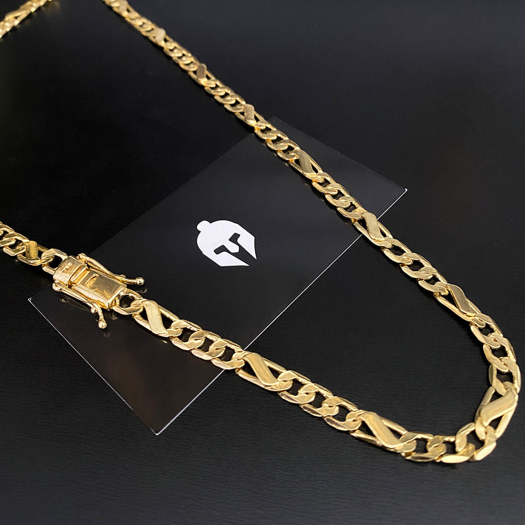 Corrente Friso 3x1 Banhada a Ouro 18K