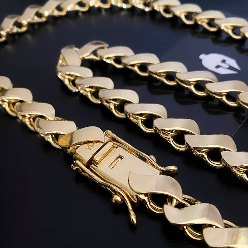 Corrente Friso S 13mm Banhada a Ouro 18K