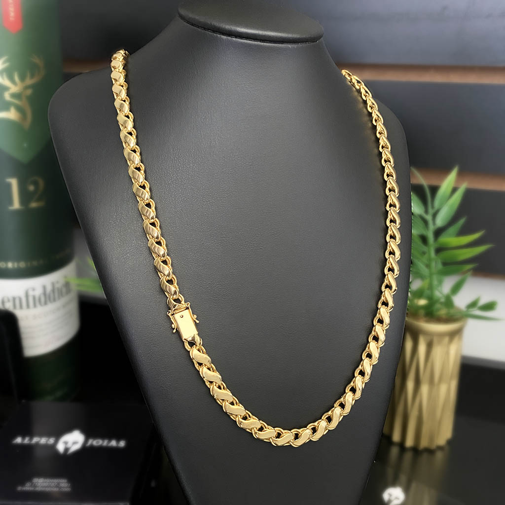 Corrente Friso S 8mm Banhada a Ouro 18K