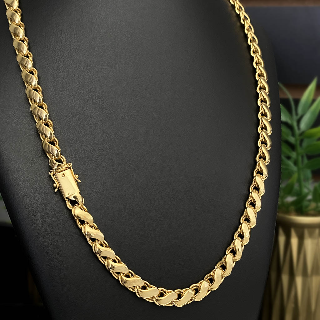 Corrente Friso S 8mm Banhada a Ouro 18K