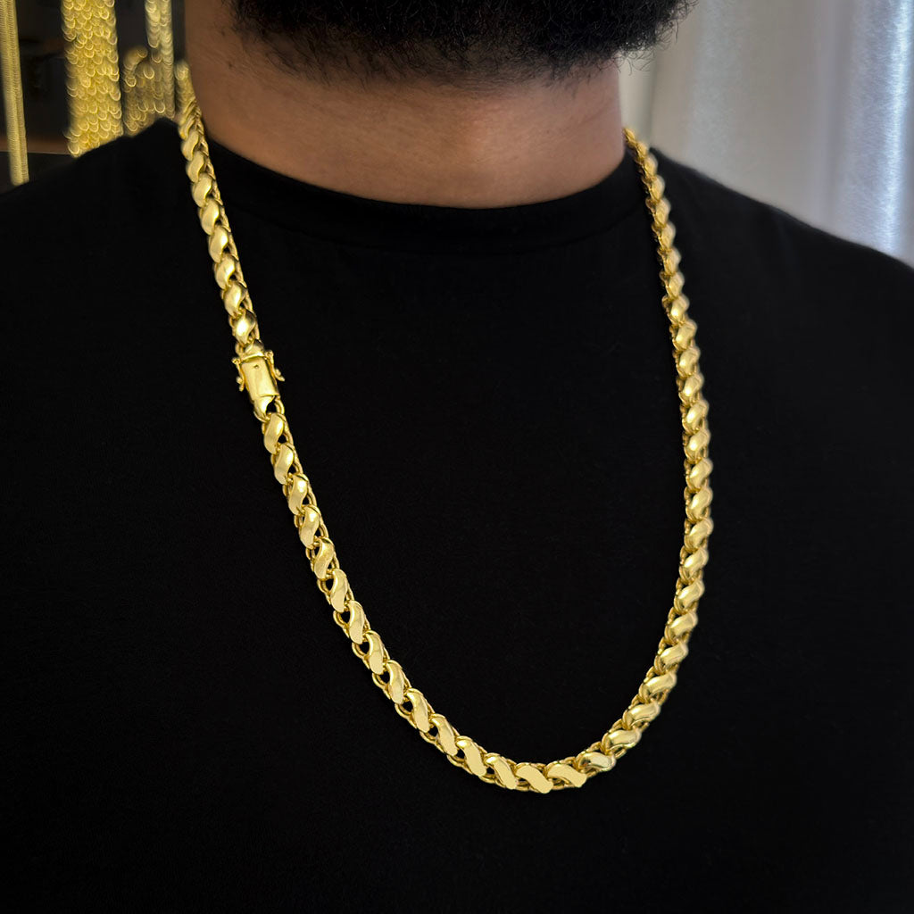 Corrente Friso S 8mm Banhada a Ouro 18K