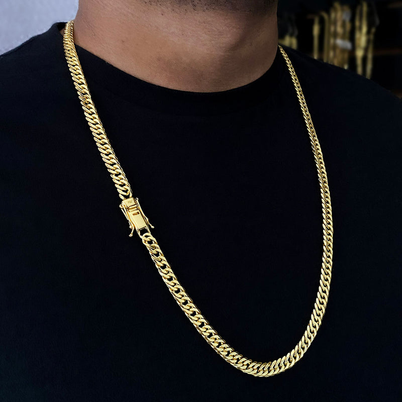 Corrente + Pulseira Grumet Duplo 7mm Banhado a Ouro 18K