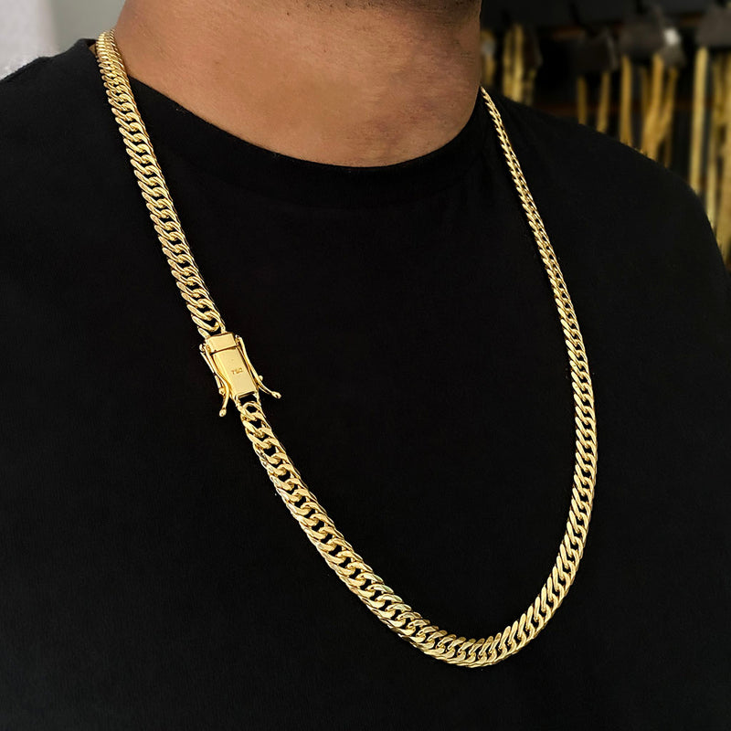 Corrente + Pulseira Grumet Duplo 10mm Banhado a Ouro 18K