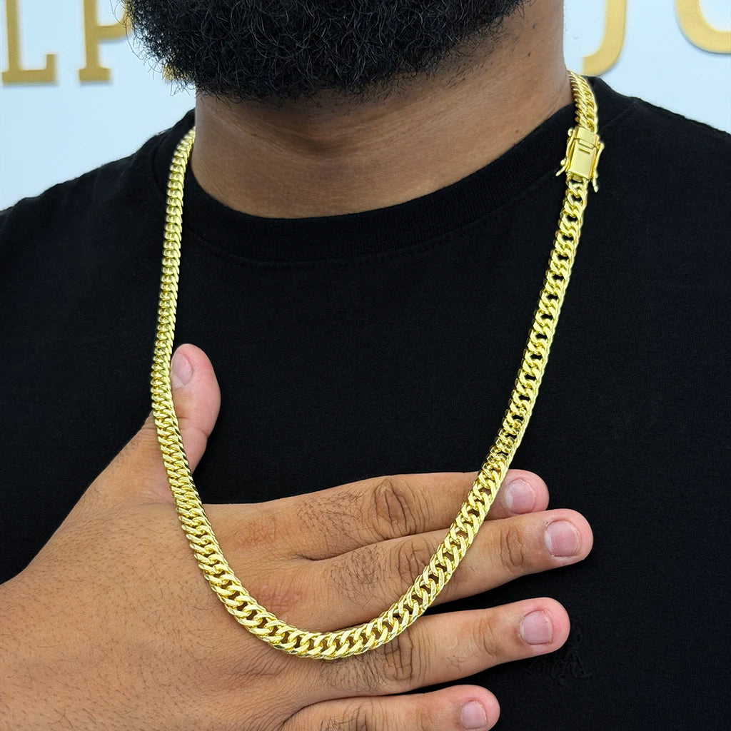 Corrente Grumet Dupla 10mm Banhada a Ouro 18K