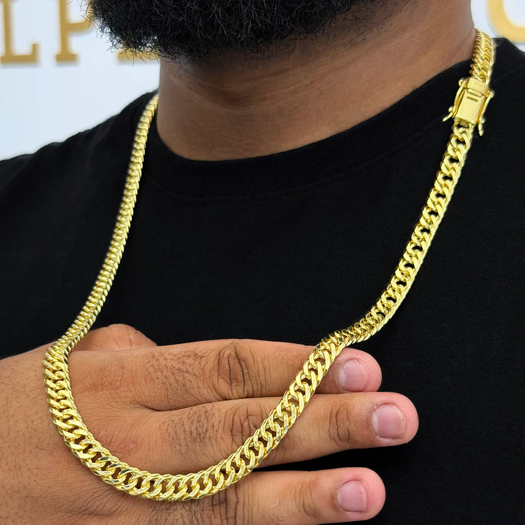 Corrente Grumet Dupla 10mm Banhada a Ouro 18K