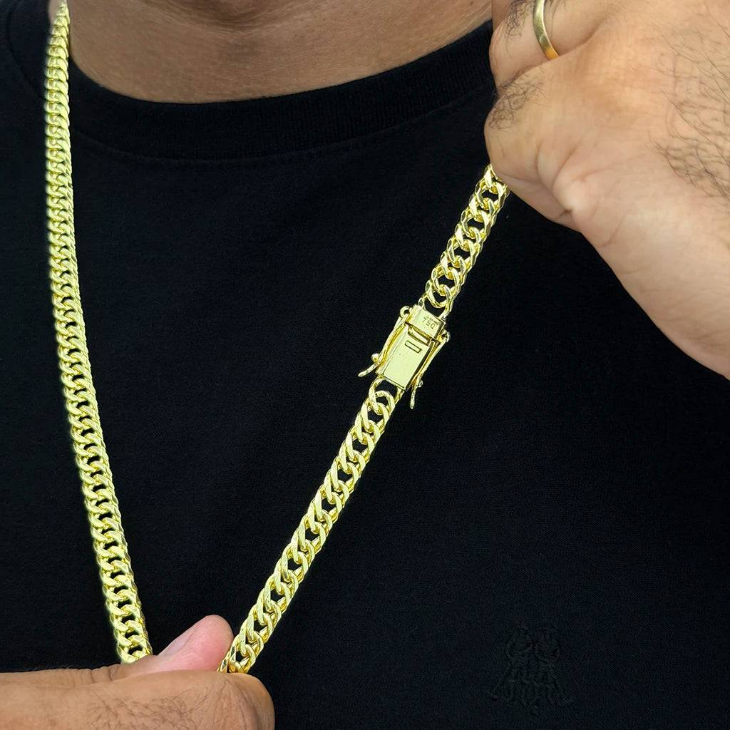 Corrente Grumet Dupla 10mm Banhada a Ouro 18K