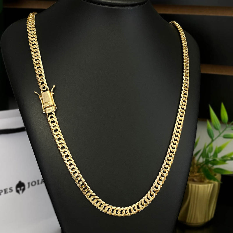 Corrente Grumet Dupla 10mm Banhada a Ouro 18K